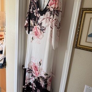 Floral Maxi Dress - Black and Pink